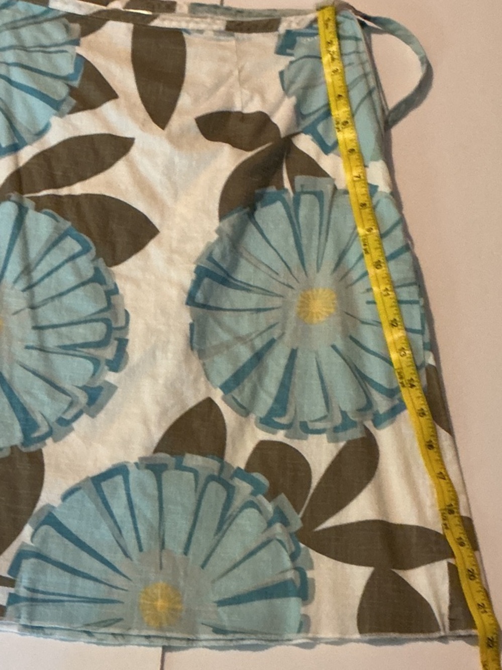 Light Blue Floral Mini Skirt with Tie Waist